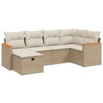 vidaXL Salon de jardin avec coussins 6 Pièces beige résine tressée