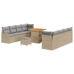 vidaXL Ensemble de canapé de jardin 11 Pièces Beige  Gris clair