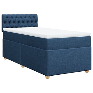 vidaXL Sommier à lattes de lit avec matelas Bleu 90x190 cm Tissu