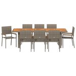 vidaXL Ensemble de salle à manger pour jardin 9 Pièces Gris polyrotin