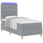 vidaXL Lit à ressort LED avec matelas Gris clair 80 x 200 cm tissu