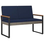 vidaXL Ensemble de meubles d'extérieur 4 Pièces Gris et bleu marine