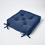 Galette de chaise coussin rehausseur en coton Bleu marine  40 x 40 x 10 cm - HOMESCAPES