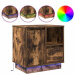 vidaXL Table de chevet avec lumières LED Chêne fumé 50x34 5x50 cm