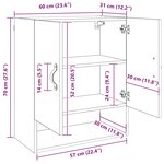 vidaXL Meuble mural chêne artisanal 60 x 31 x 70 cm Bois d'ingénierie