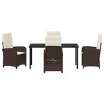 vidaXL Ensemble de salle à manger pour jardin 5 Pièces Marron polyrotin