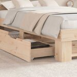 vidaXL Cadre de lit avec tiroir Marron 120 x 200 cm Bois massif en pin