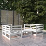 vidaXL Salon de jardin 5 Pièces Blanc Bois de pin massif