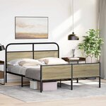 vidaXL Cadre de lit en métal sans matelas chêne sonoma 150x200 cm