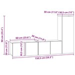 vidaXL Ensemble meuble TV 3 Pièces Bois ancien 60 x 30 x 30 cm