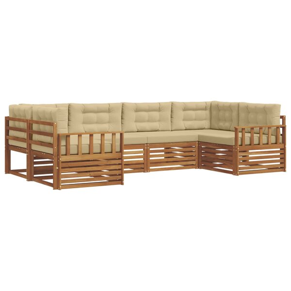 vidaXL Ensemble de canapés d'extérieur 6 pc Naturel et Beige
