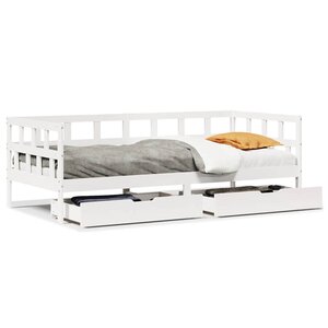 vidaXL Lit de jour et tiroirs sans matelas blanc 90x190 cm bois massif