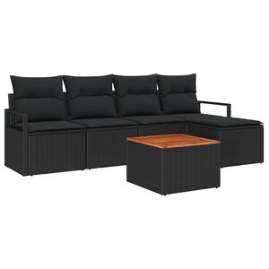 vidaXL Ensemble de canapé de jardin 6 Pièces Noir