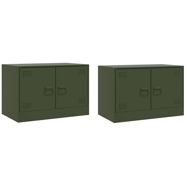 vidaXL Meubles TV 2 Pièces vert olive 67x39x44 cm acier