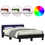 vidaXL Cadre de lit avec LED Chêne noir 140 x 200 cm Bois d'ingénierie