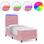 vidaXL Lit à ressort avec matelas et LED Rose 90x200 cm Velours
