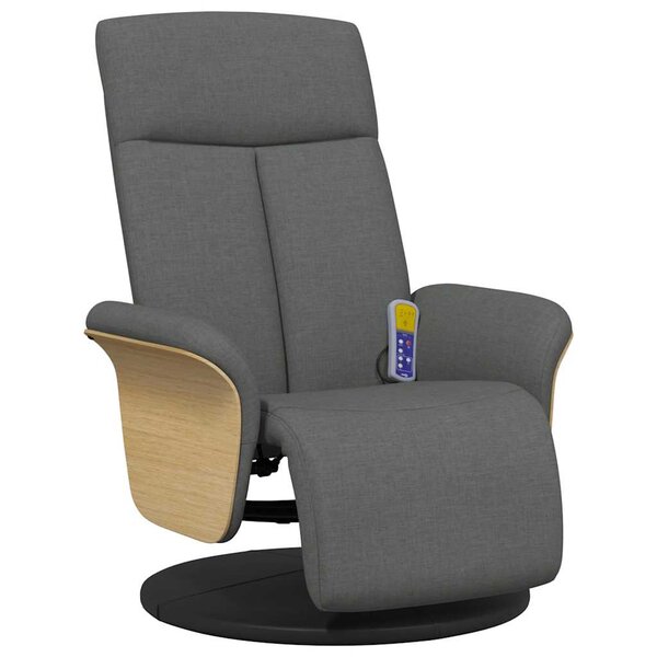 vidaXL Fauteuil inclinable de massage et repose-pieds gris foncé tissu
