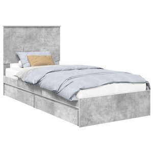 vidaXL Lit de Rangement Gris béton 90 x 190 cm Bois d'ingénierie