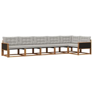 vidaXL Ensemble de canapés d'extérieur 6 pc Naturel et gris clair