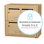 Bloc collectif leabox.com  2x2  grade 3  simple face  intérieur  mural  Beige RAL 1001 finition brillante