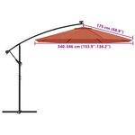 vidaXL Tissu de remplacement pour parasol déporté Terre cuite 350 cm
