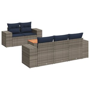 vidaXL Salon de jardin 6 Pièces avec coussins gris résine tressée