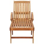 Vidaxl chaise longue avec table et coussin bois de teck solide