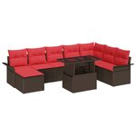 vidaXL Ensemble de canapé de jardin 9 Pièces Marron Poly rotin