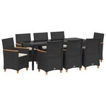 vidaXL Ensemble de salle à manger pour jardin 9 pc Noir polyrotin