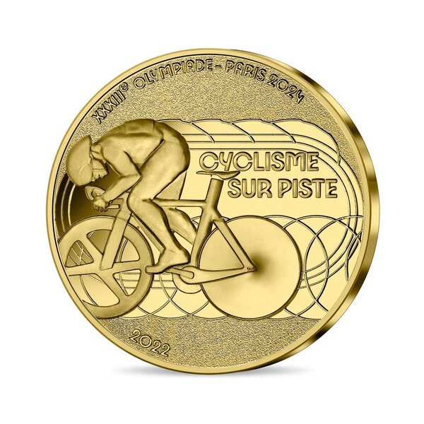 Jeux olympique de paris 2024 monnaie de 50€ or - sports cyclisme sur piste