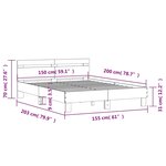 vidaXL Cadre de lit avec tête de lit et LED sonoma gris 150x200 cm