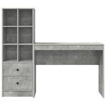 vidaXL Bureau avec tiroir avec étagère avec stockage 2 Pièces Gris béton