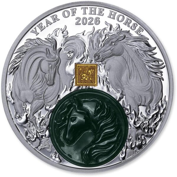Pièce de monnaie en Argent 25 Francs g 62.2 (2 oz) Millésime 2026 Jade Series HORSE