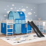vidaXL Lit mezzanine pour enfants Blanc et Bleu 107 x 200 cm Métал