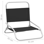 vidaXL Chaises de plage pliables lot de 2 Noir Tissu
