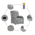 vidaXL Fauteuil de massage inclinable électrique gris clair tissu