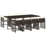 vidaXL Ensemble à manger de jardin et coussins 9 Pièces marron poly rotin