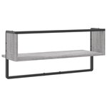 vidaXL Étagère murale avec barre sonoma gris 65x25x30 cm