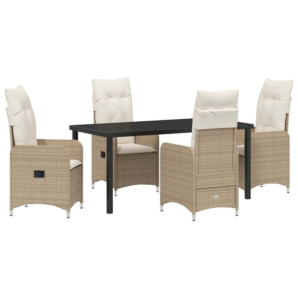 vidaXL Ensemble de salle à manger pour jardin 5 Pièces Beige Poly rotin