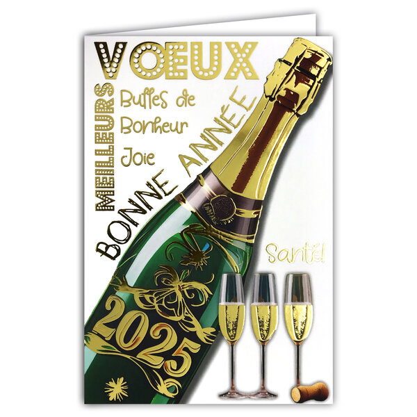 Carte Bonne Année Meilleurs Vœux +enveloppe12x17 5cm