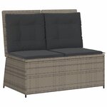 vidaXL Salon de jardin 7 Pièces avec coussins Gris Résine tressée