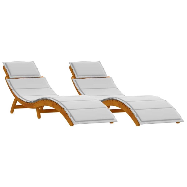 vidaXL Transat 2 pc Bois d'Acacia Massif Gris clair