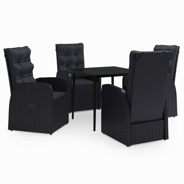 vidaXL Ensemble à manger de jardin avec coussins 5 Pièces Noir