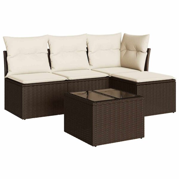 vidaXL Salon de jardin avec coussins 5 Pièces marron résine tressée