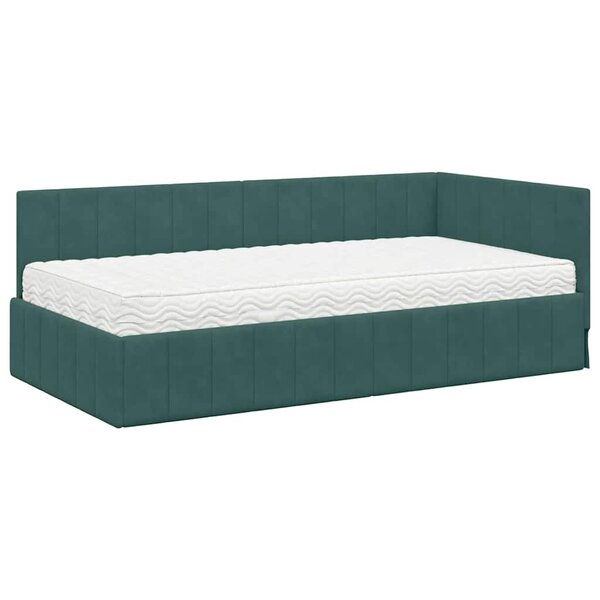 vidaXL Cadre de lit d'angle Vert foncé 100 x 200 cm Velours