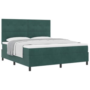 vidaXL Lit à ressorts avec tête de lit Vert foncé 180 x 200 cm Velours