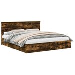 vidaXL Lit de Rangement Chêne fumé 200 x 200 cm Bois d'ingénierie