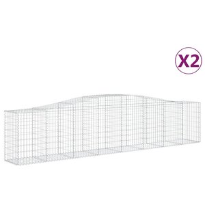 vidaXL Paniers à gabions arqués 2 Pièces 400x50x80/100 cm Fer galvanisé