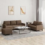vidaXL Ensemble de canapés 3 Pièces avec coussins Marron Tissu