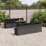 vidaXL Ensemble de canapé de jardin 9 Pièces Noir Poly rotin